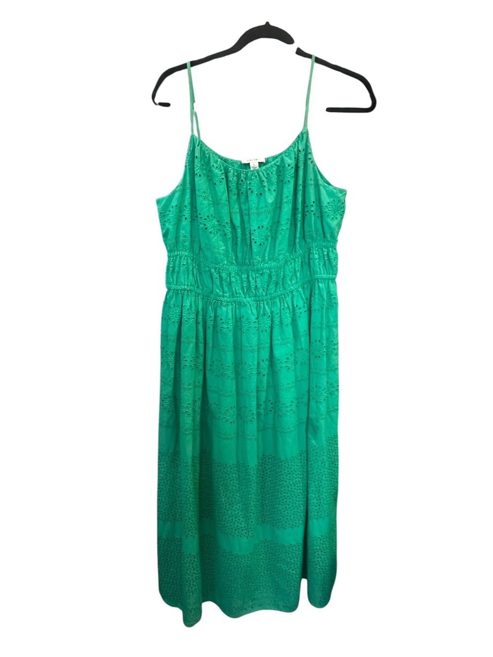 Women's Emerald Eyelet Maxi Dress with Spaghetti Straps